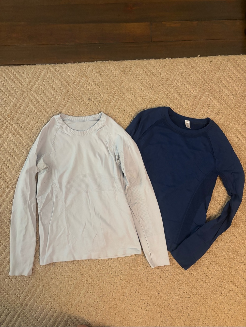 Women's Long-Sleeve Performance Tee - Light Blue and Navy